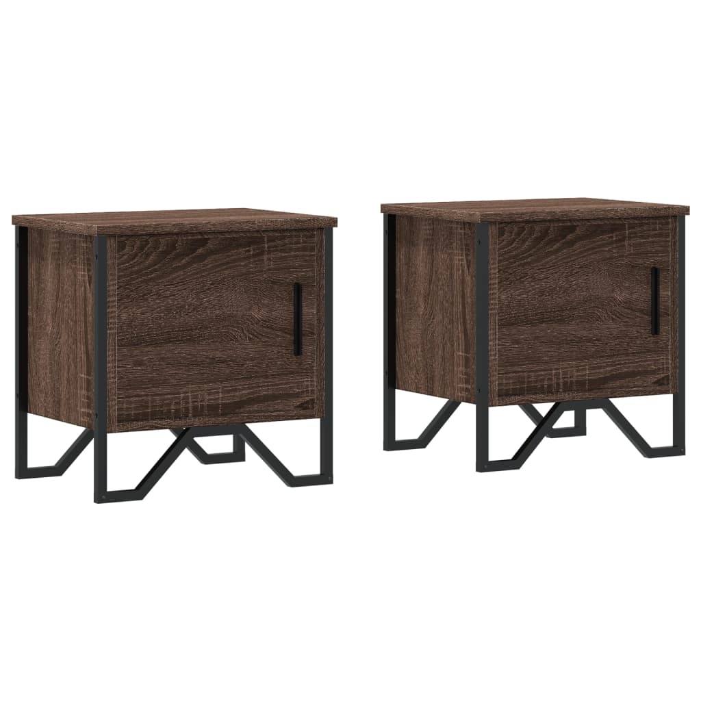 vidaXL Tables de chevet 2pcs chêne marron 40x30x40cm bois d'ingénierie