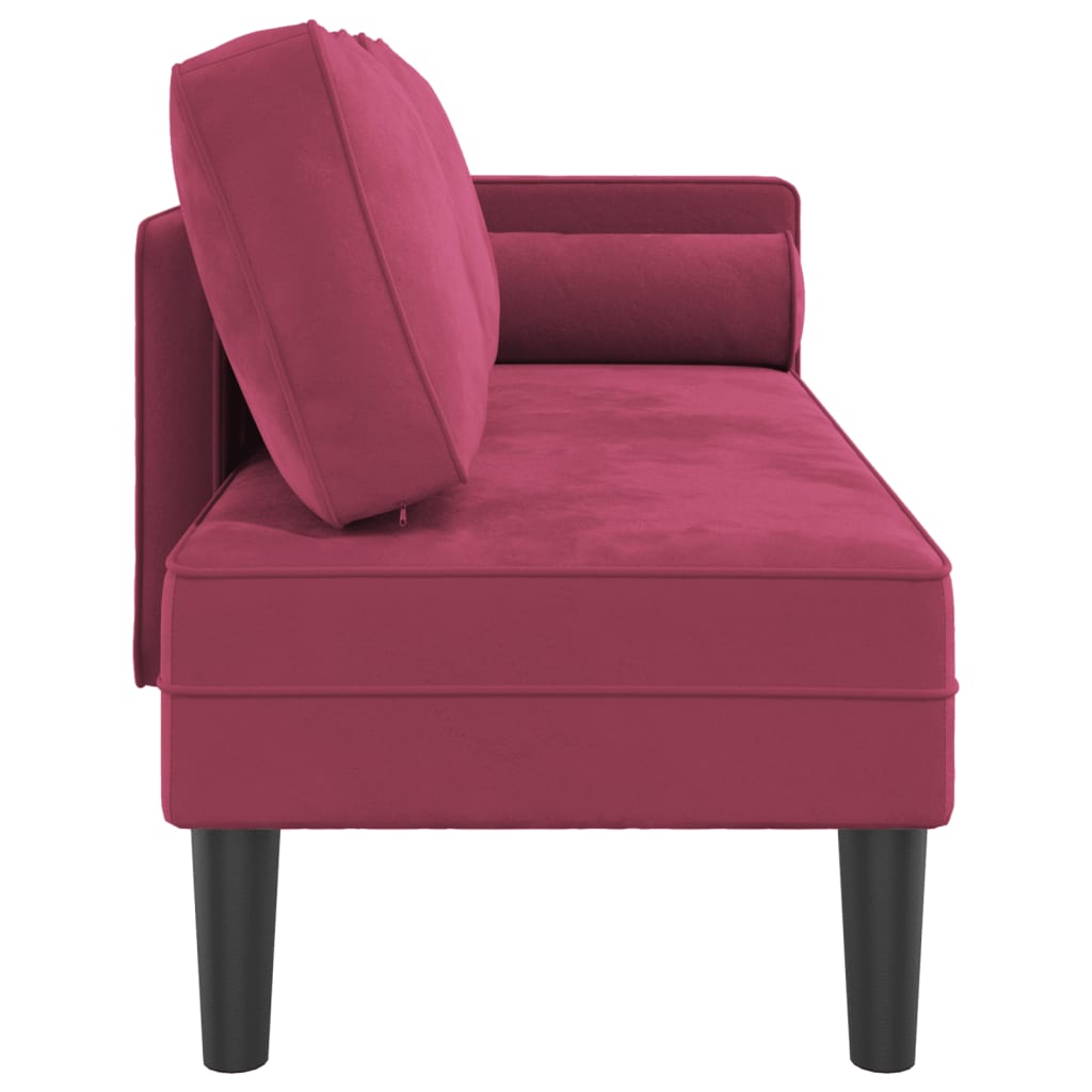 vidaXL Chaise longue avec coussins rouge bordeaux velours