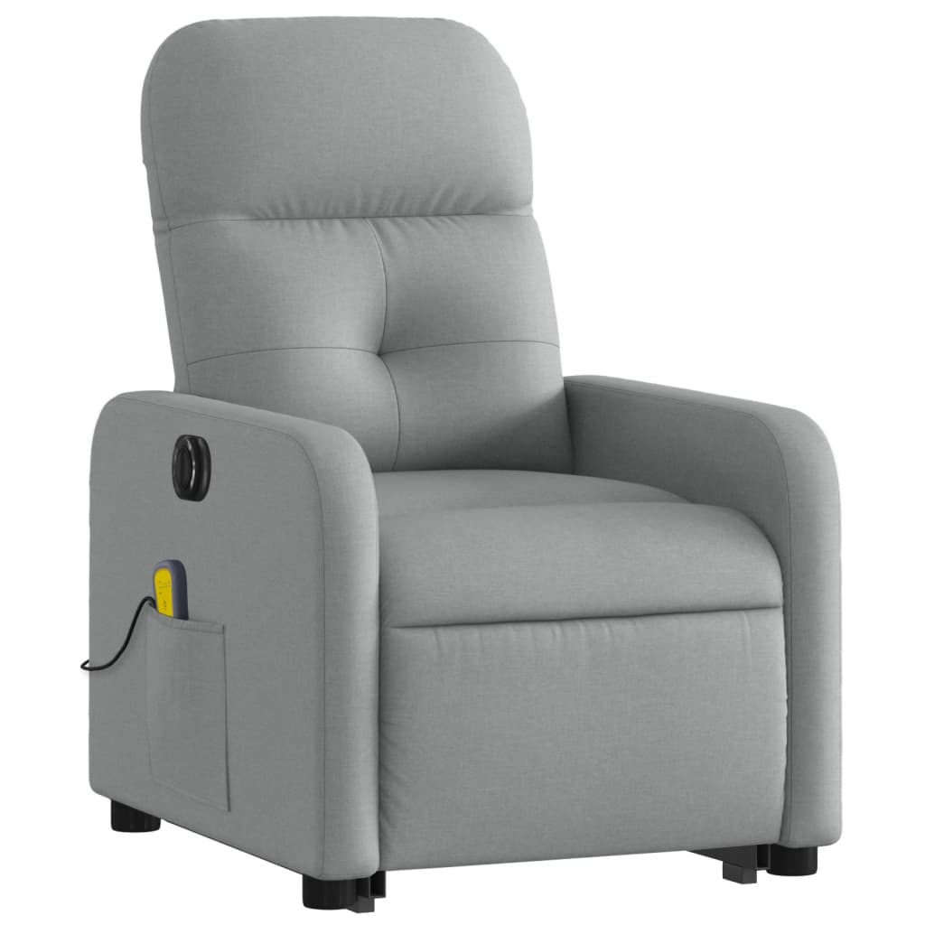 vidaXL Fauteuil inclinable de massage électrique Gris clair Tissu