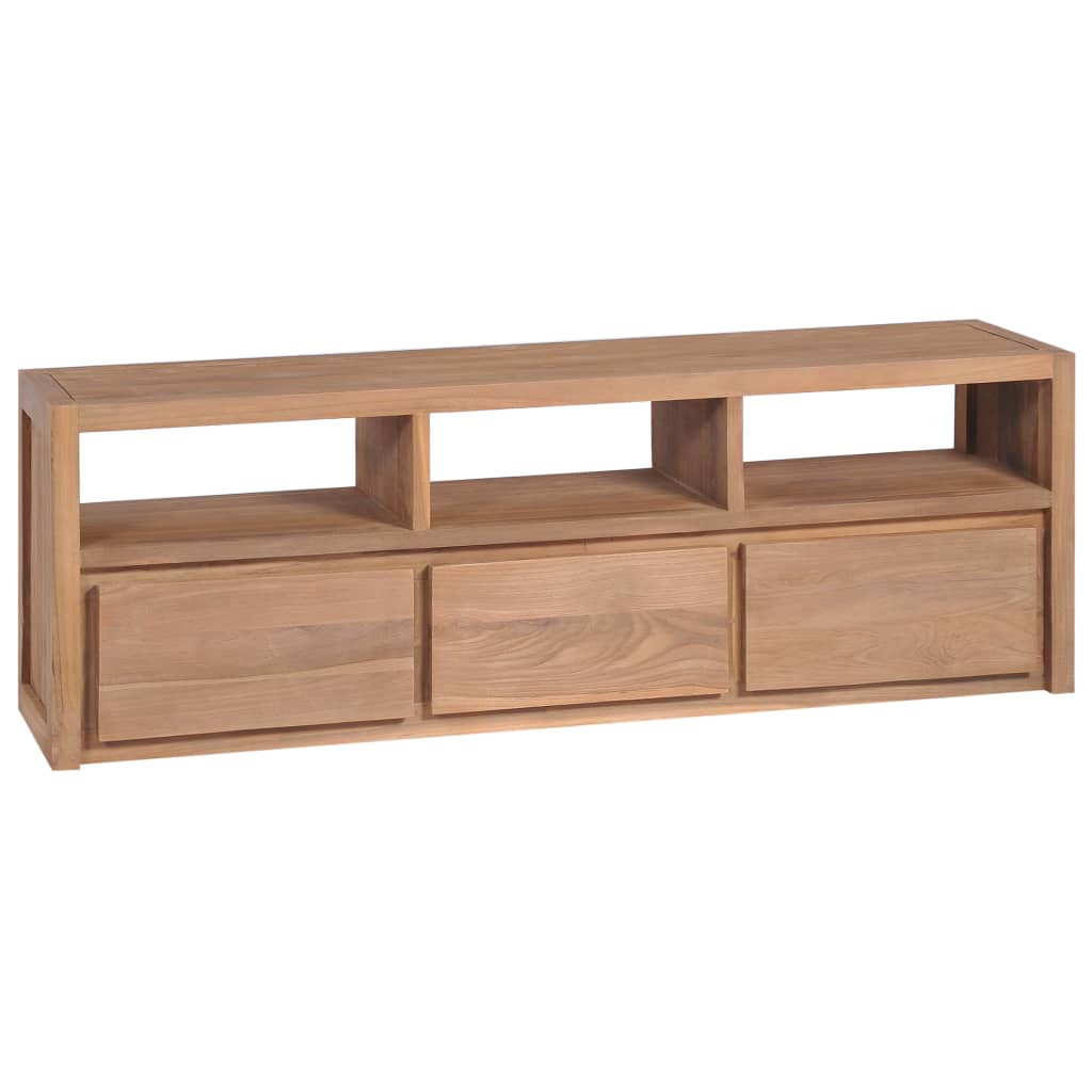 vidaXL Meuble TV Bois massif de teck et finition naturelle 120x30x40cm