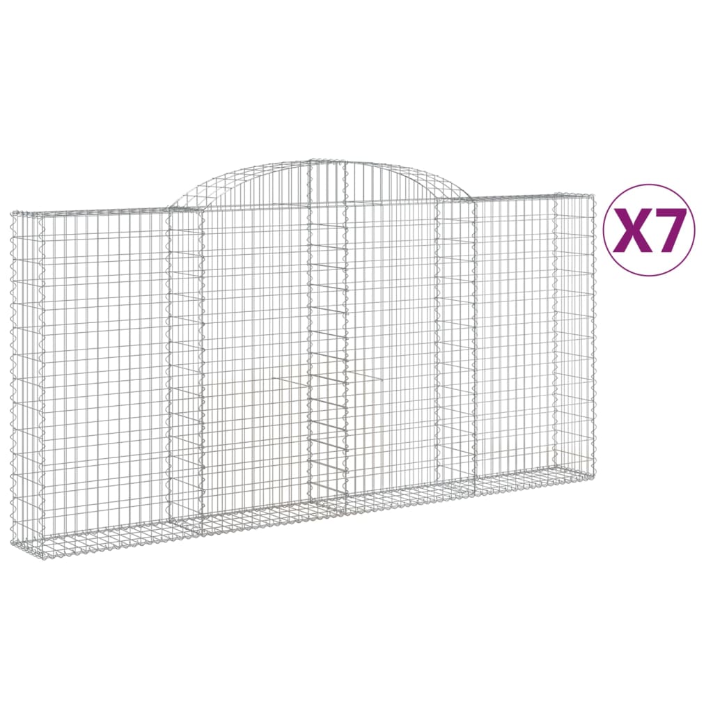 vidaXL Paniers à gabions arqués 7 pcs 300x30x140/160 cm fer galvanisé