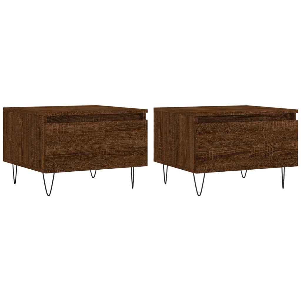 vidaXL Tables basses 2 pcs chêne marron 50x46x35 cm bois d'ingénierie