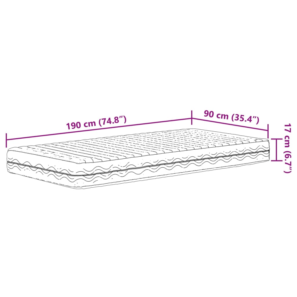 vidaXL Lit de jour avec matelas cire marron 90x190 cm bois pin massif