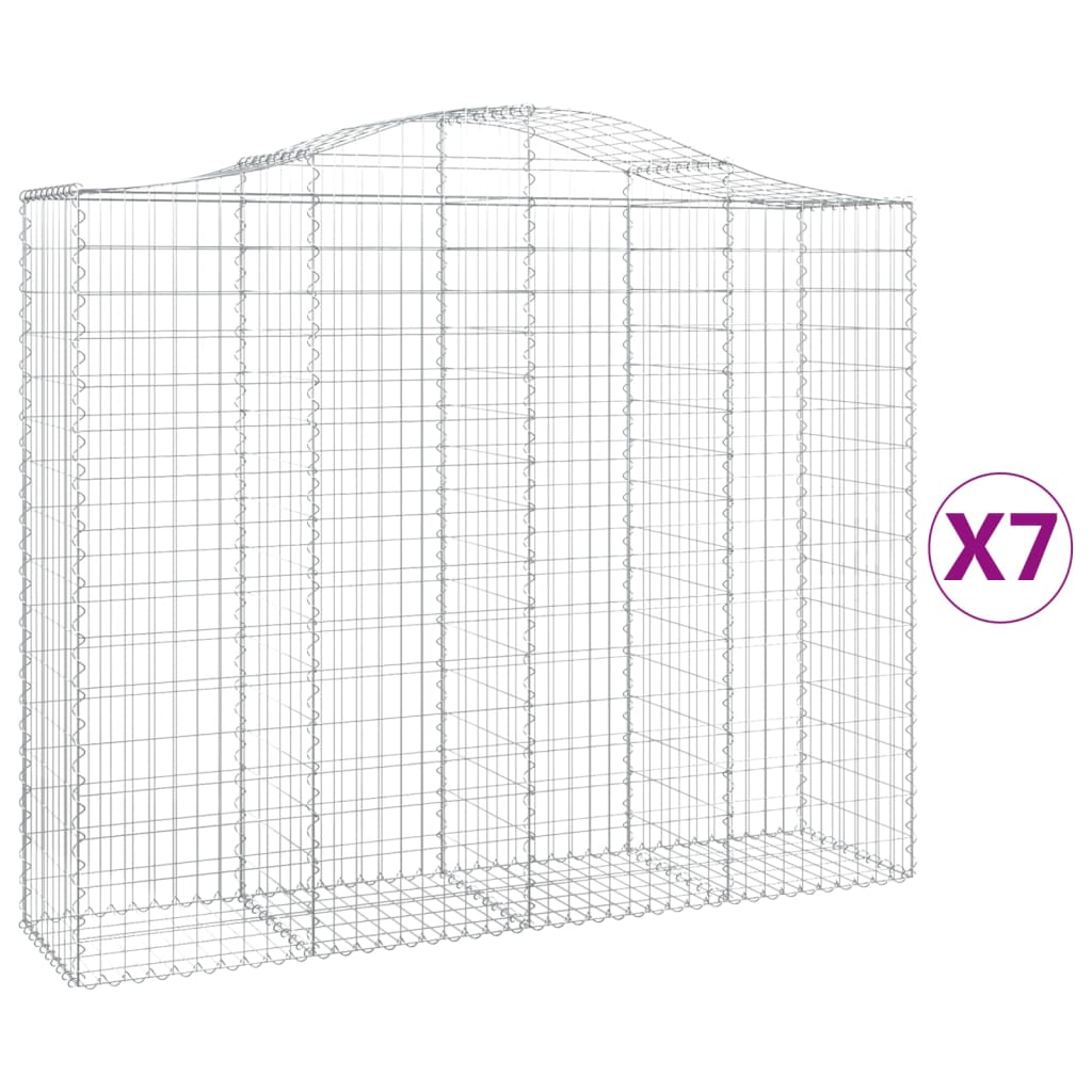 vidaXL Paniers à gabions arqués 7 pcs 200x50x160/180 cm Fer galvanisé