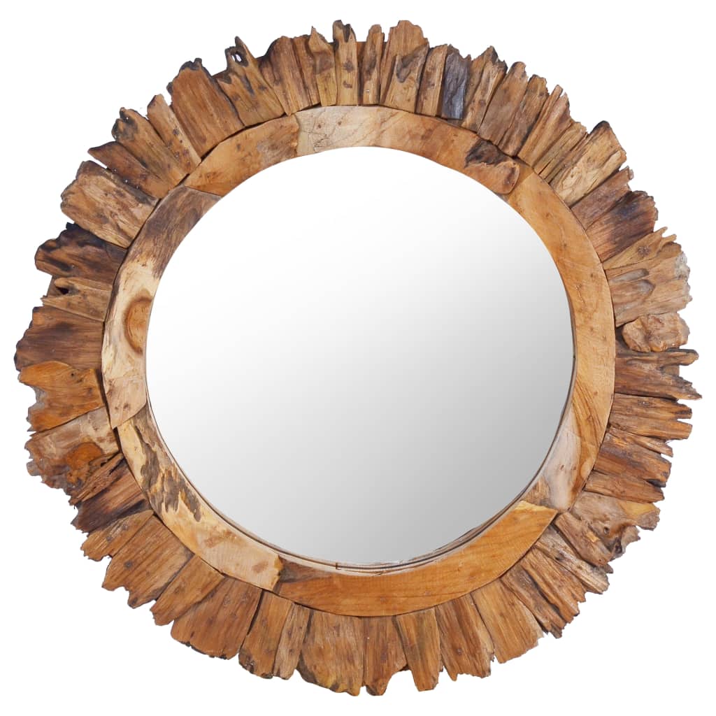 vidaXL Miroir mural 60 cm Teck Rond