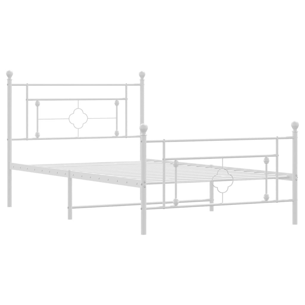 vidaXL Cadre de lit métal sans matelas et pied de lit blanc 107x203 cm