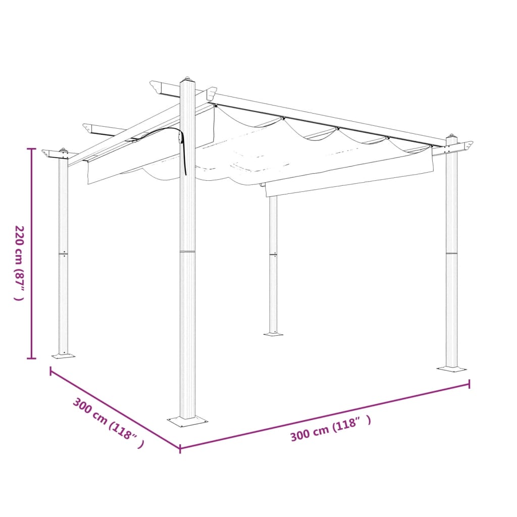 vidaXL Tonnelle de jardin avec toit rétractable 3x3 m Anthracite