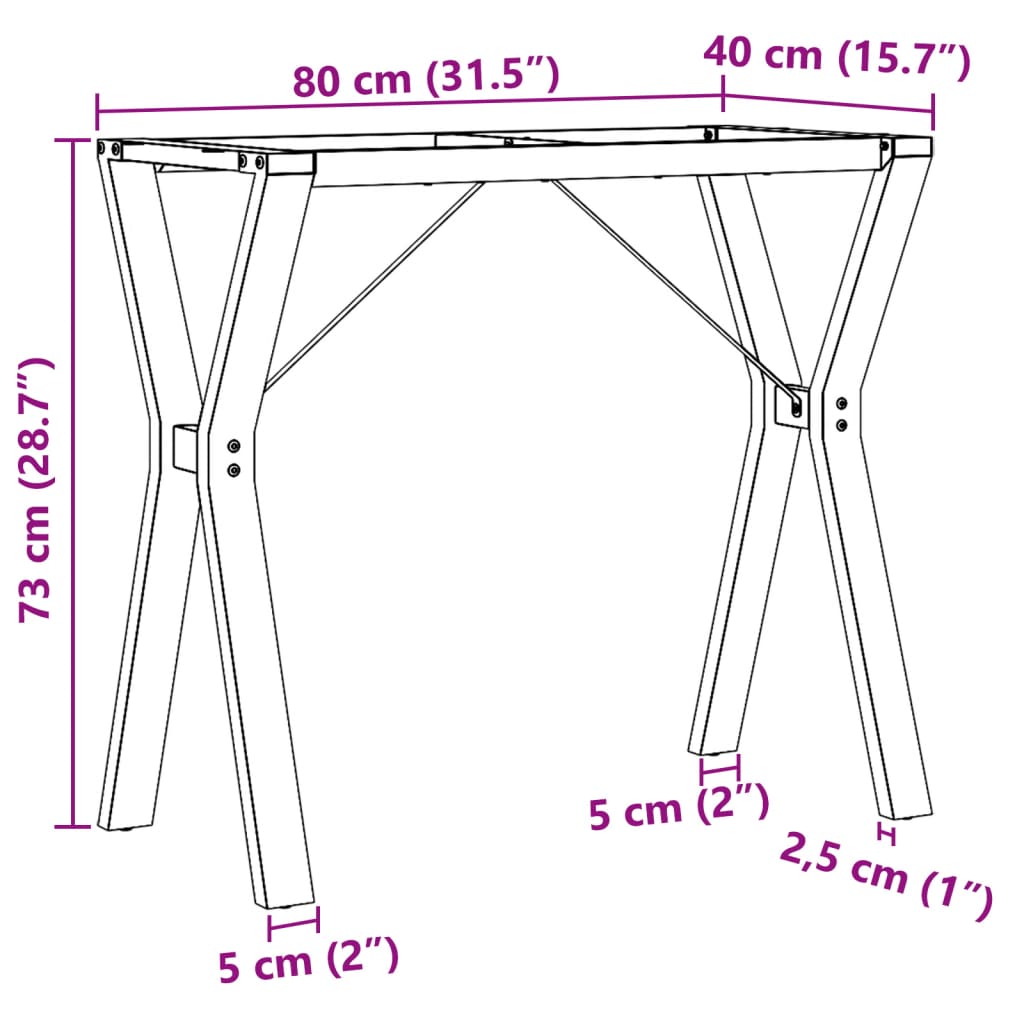 vidaXL Pieds de table à manger cadre en Y 80x40x73 cm fonte