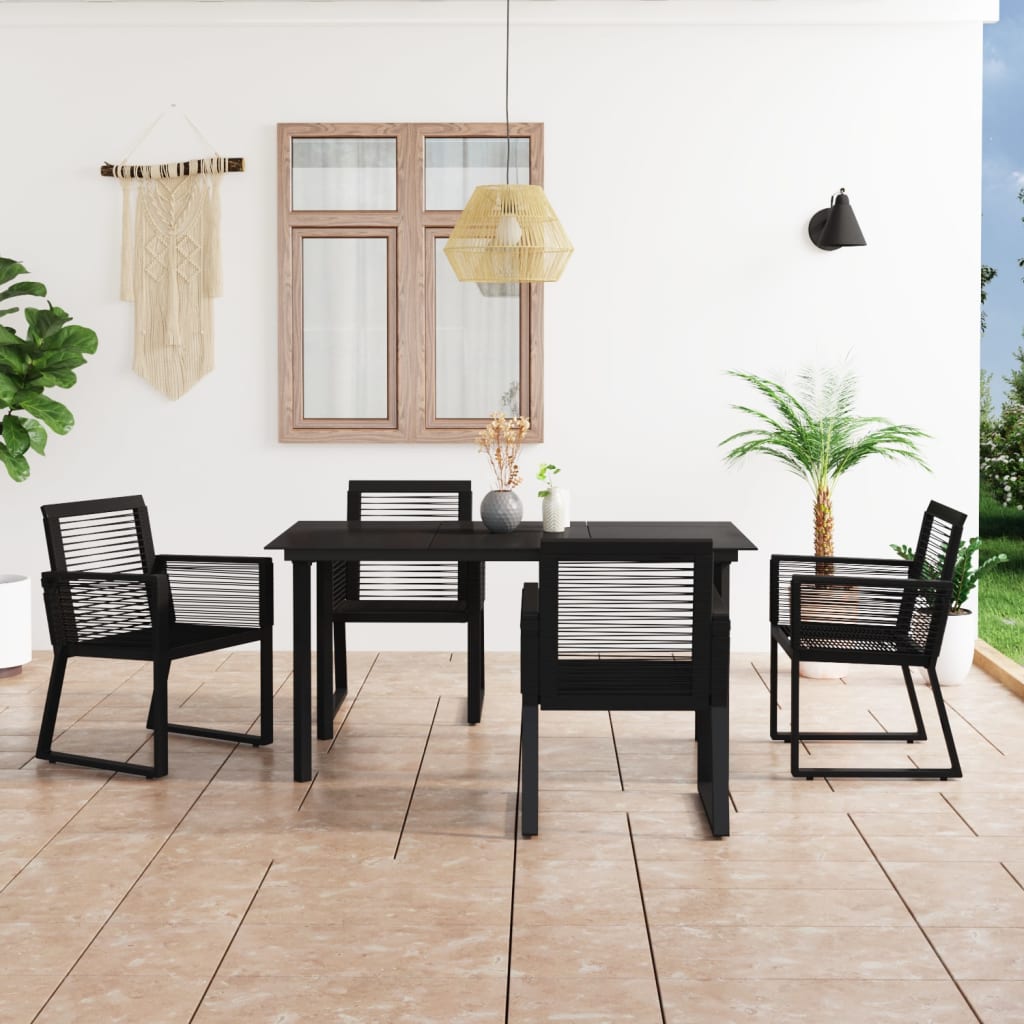 vidaXL Ensemble à manger d'extérieur 5 pcs Rotin PVC Noir