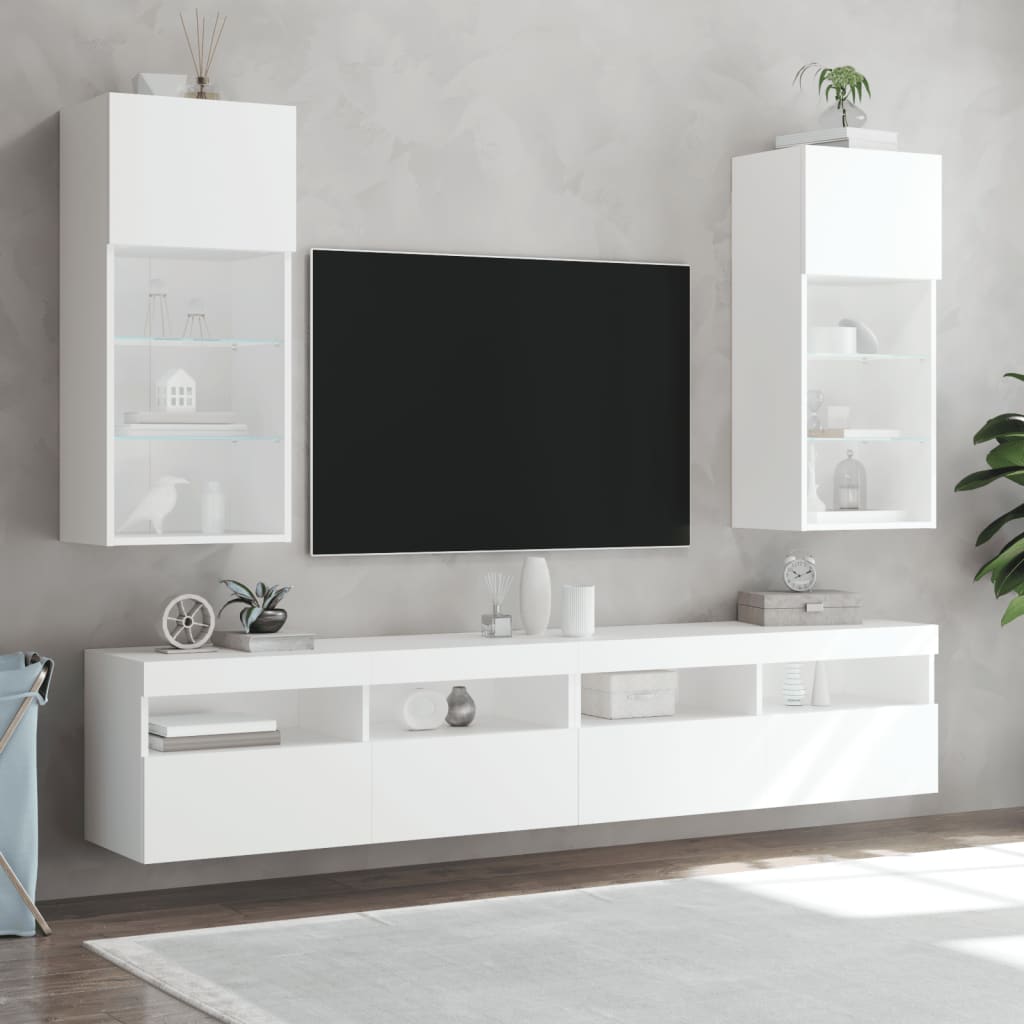 vidaXL Meuble TV avec lumières LED blanc 40,5x30x90 cm