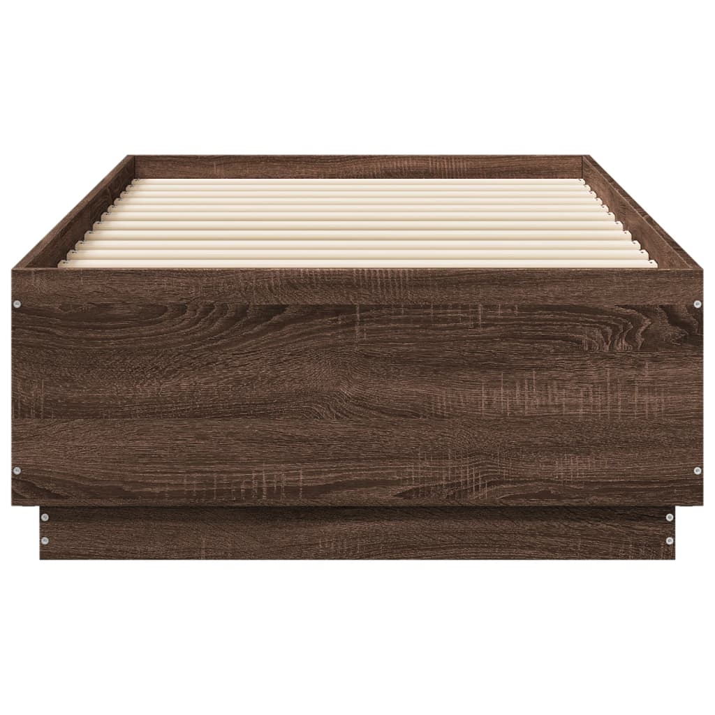 vidaXL Cadre de lit avec LED sans matelas chêne marron 75x190 cm