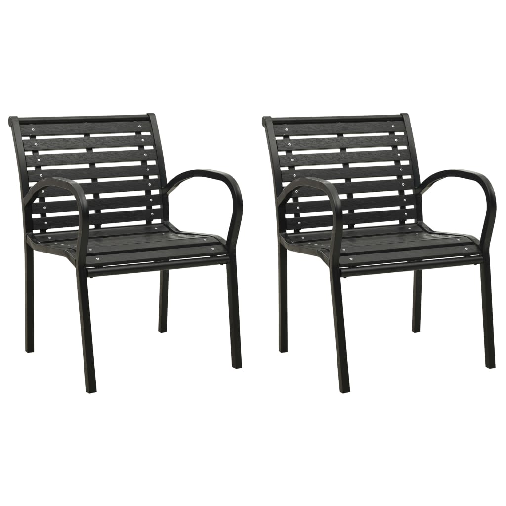 vidaXL Chaises de jardin lot de 2 Acier et WPC Noir