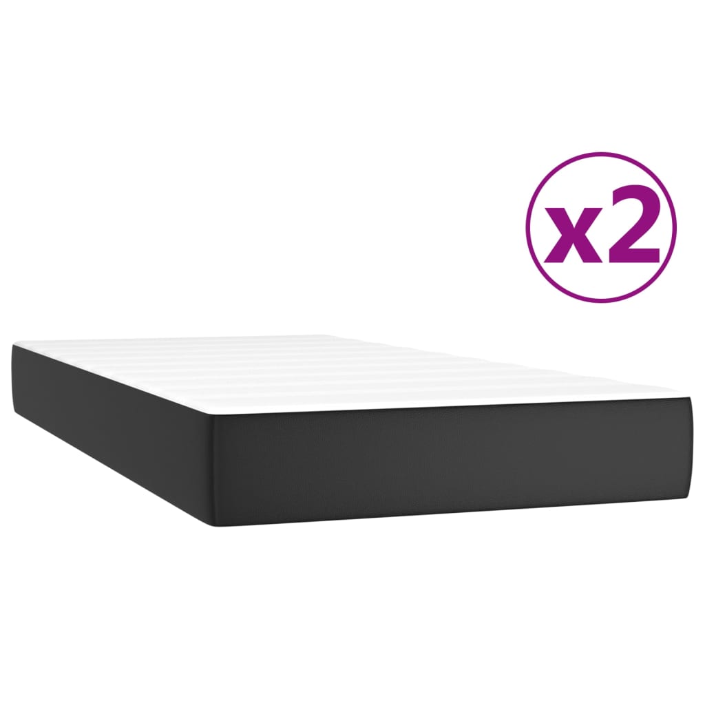 vidaXL Sommier à lattes de lit avec matelas Noir 200x200 cm Similicuir