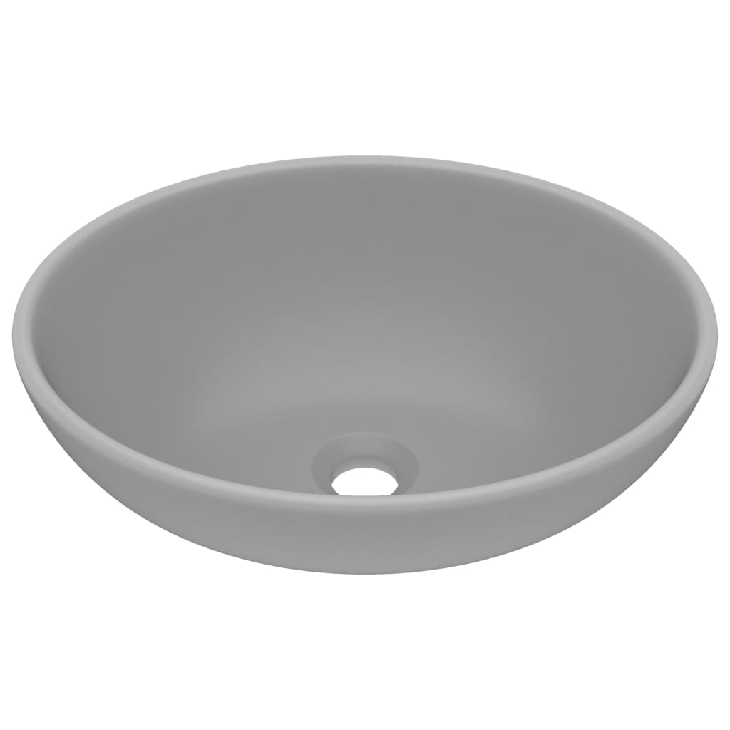 vidaXL Lavabo ovale de luxe Gris clair mat 40x33 cm Céramique