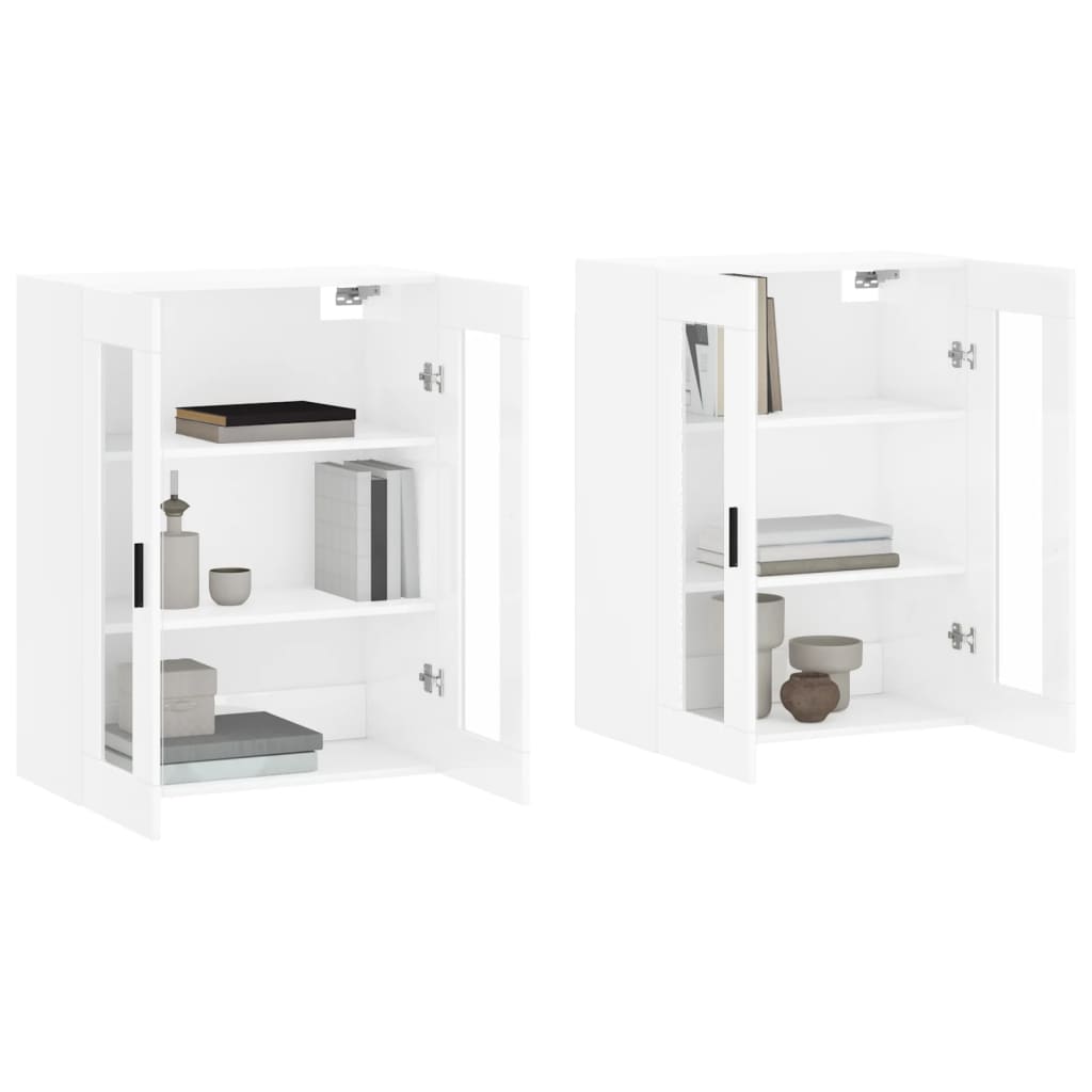 vidaXL Armoires murales 2 pcs blanc brillant bois d'ingénierie