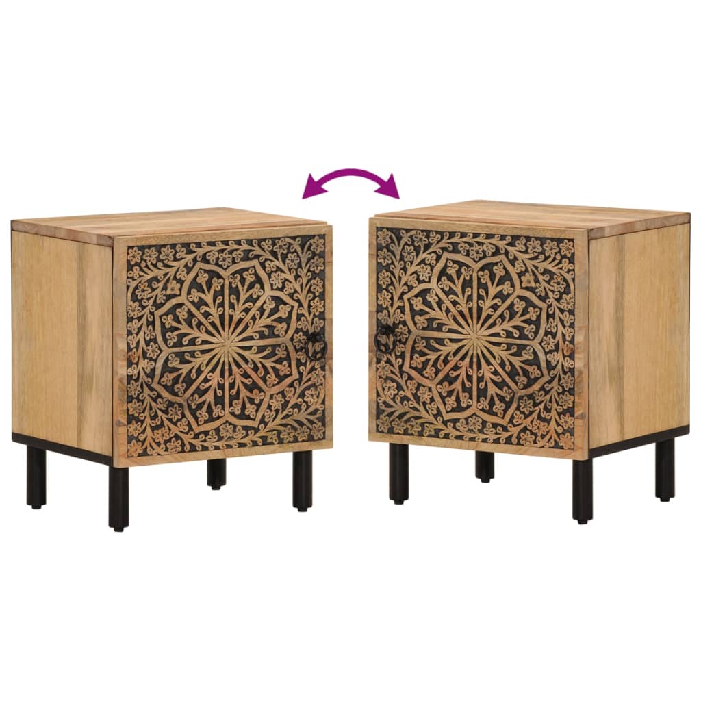 vidaXL Tables de chevet 2 pcs 40x33x46 cm Bois de manguier solide