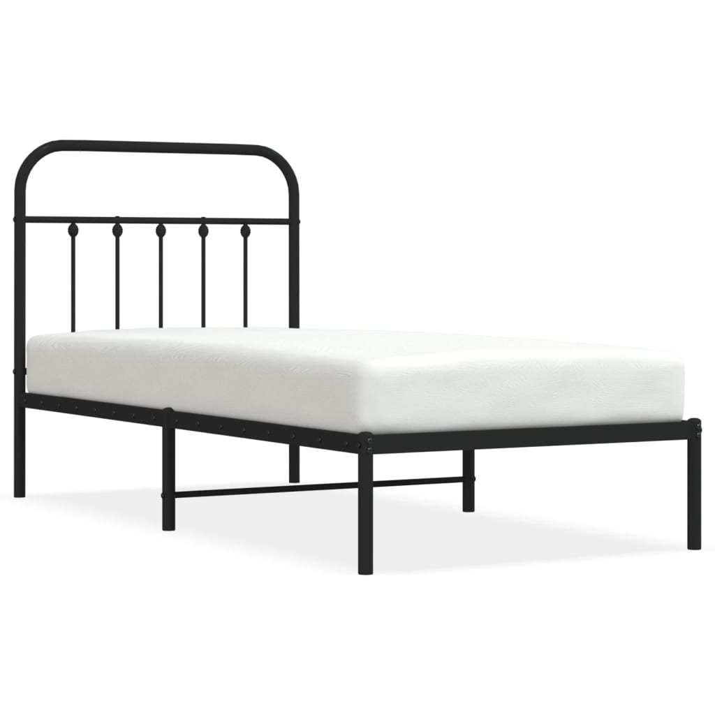 vidaXL Cadre de lit métal sans matelas avec tête de lit noir 90x200 cm