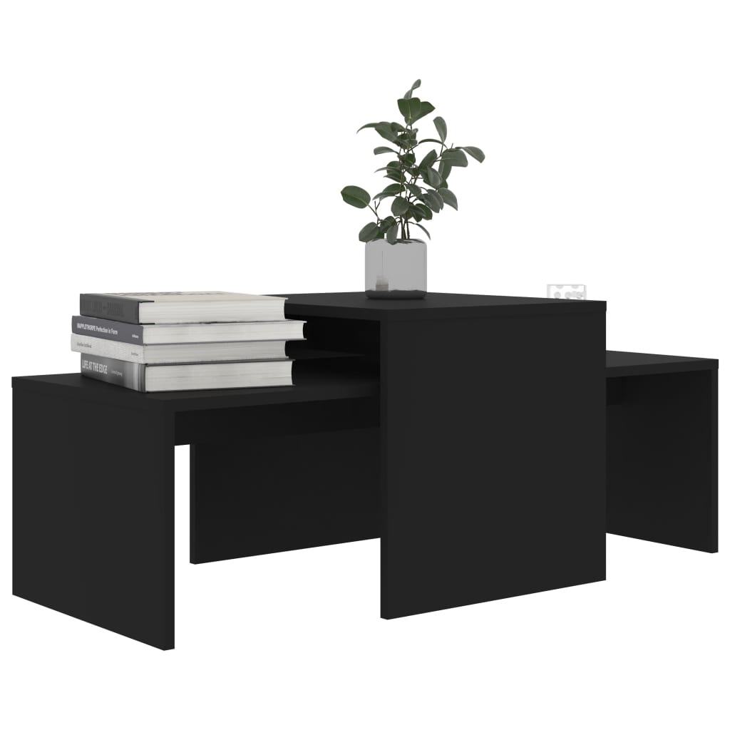 vidaXL Ensemble de tables basses Noir 100x48x40 cm bois d’ingénierie