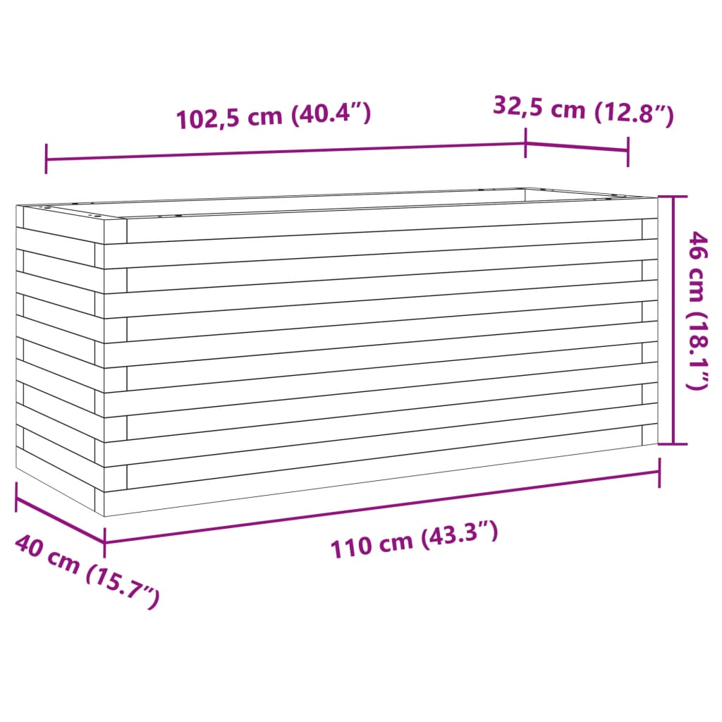 vidaXL Jardinière 110x40x46 cm bois de pin imprégné