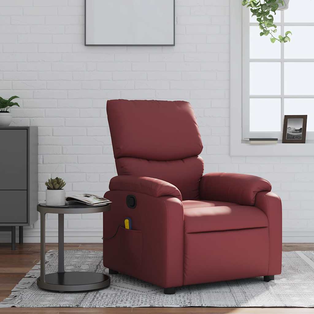 vidaXL Fauteuil de massage inclinable Rouge bordeaux Similicuir