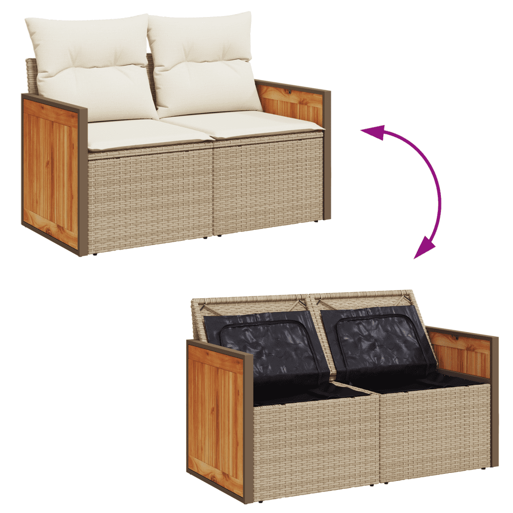 vidaXL Salon de jardin avec coussins 7 pcs beige résine tressée