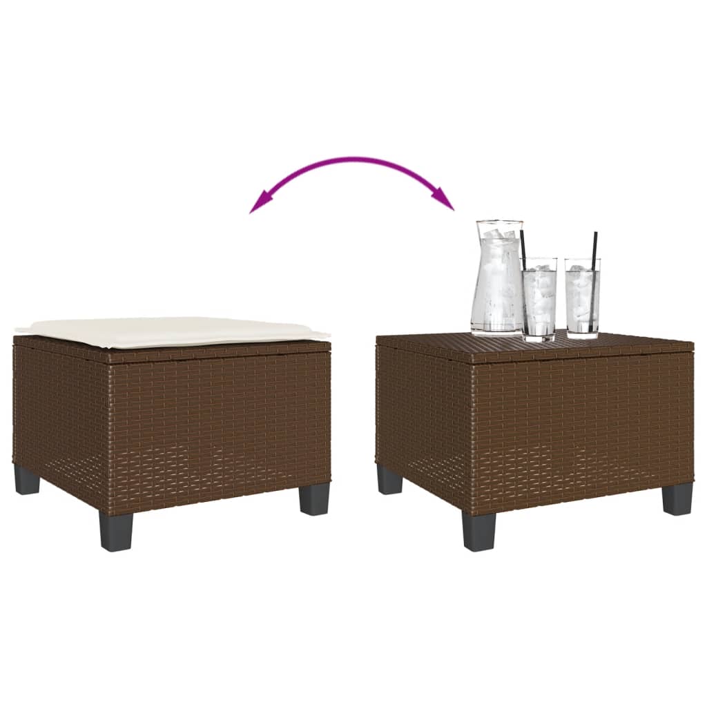 vidaXL Ensemble de bistro 3 pcs avec coussins marron résine tressée