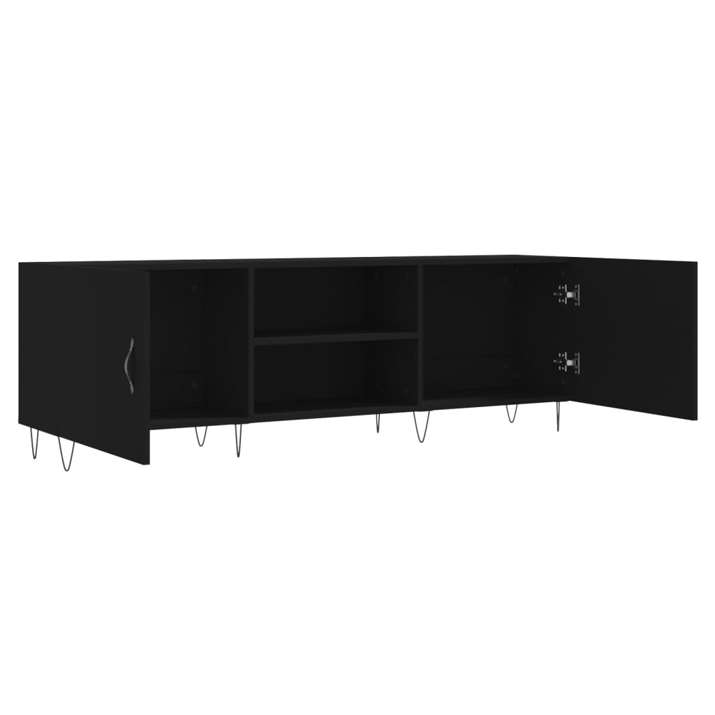 vidaXL Meuble TV noir 150x30x50 cm bois d'ingénierie