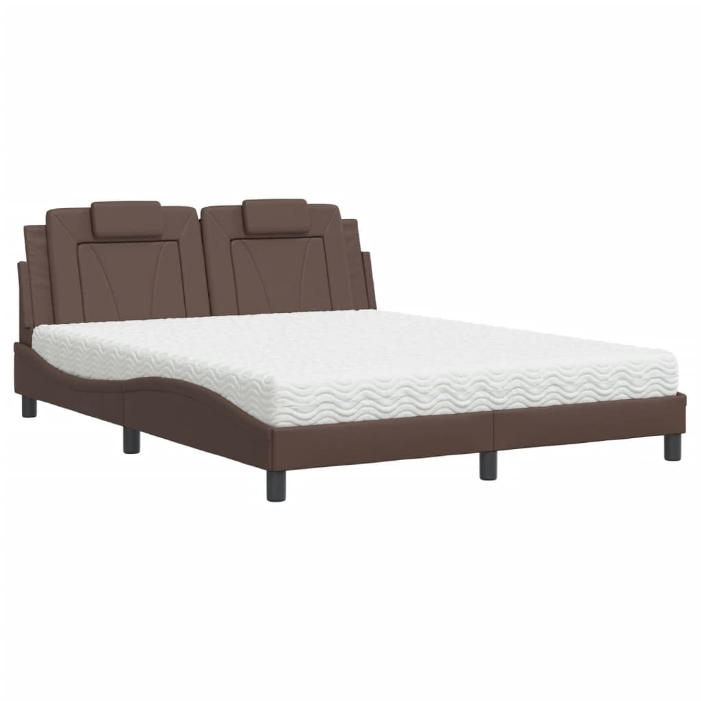 vidaXL Lit avec matelas marron 160x200 cm similicuir