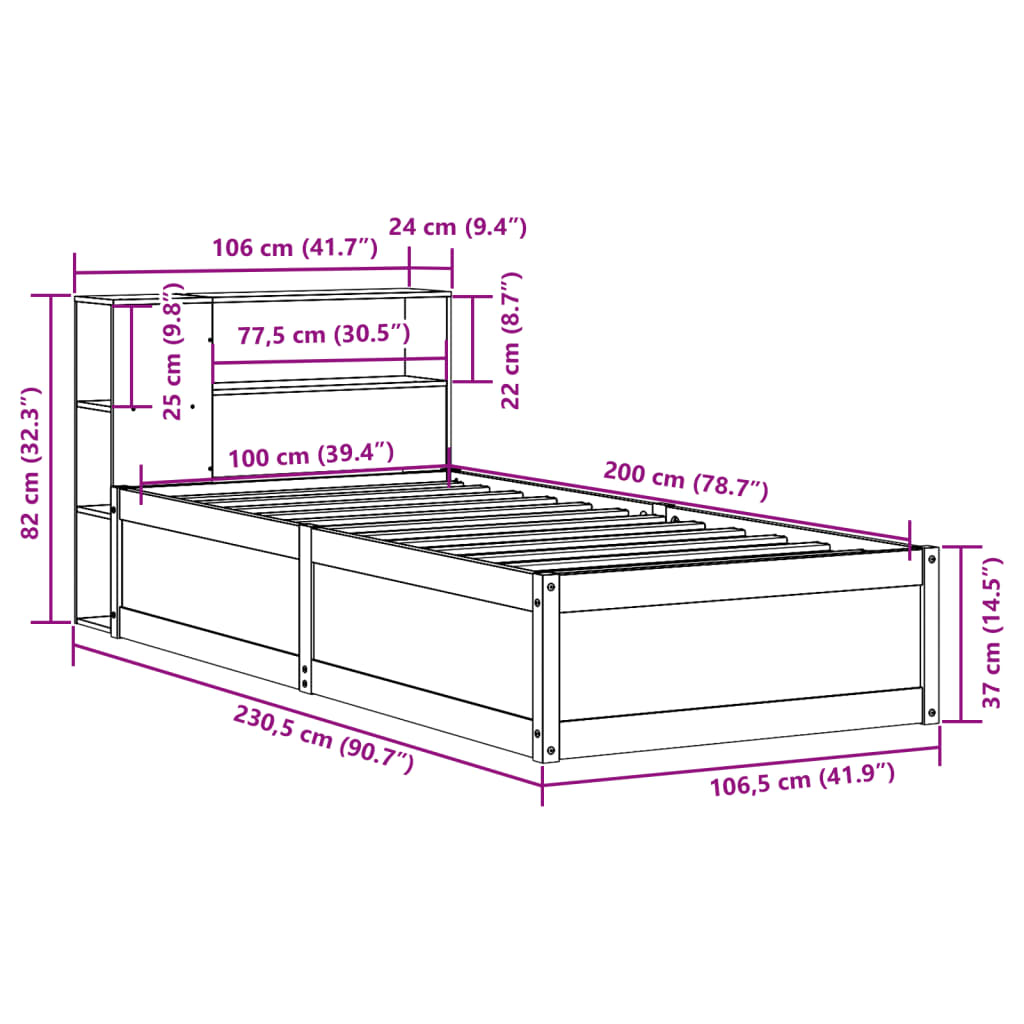 vidaXL Cadre de lit sans matelas blanc 100x200 cm bois de pin massif