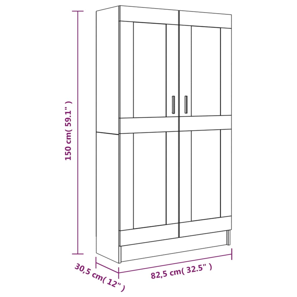 vidaXL Bibliothèque Chêne fumé 82,5x30,5x150 cm Bois d'ingénierie