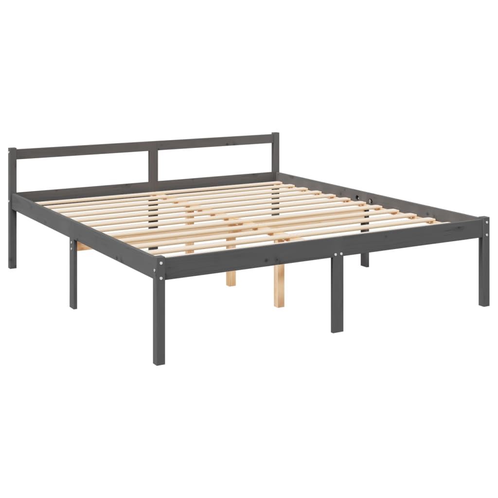 vidaXL Lit pour personne âgée tête de lit gris 200x200 cm bois massif