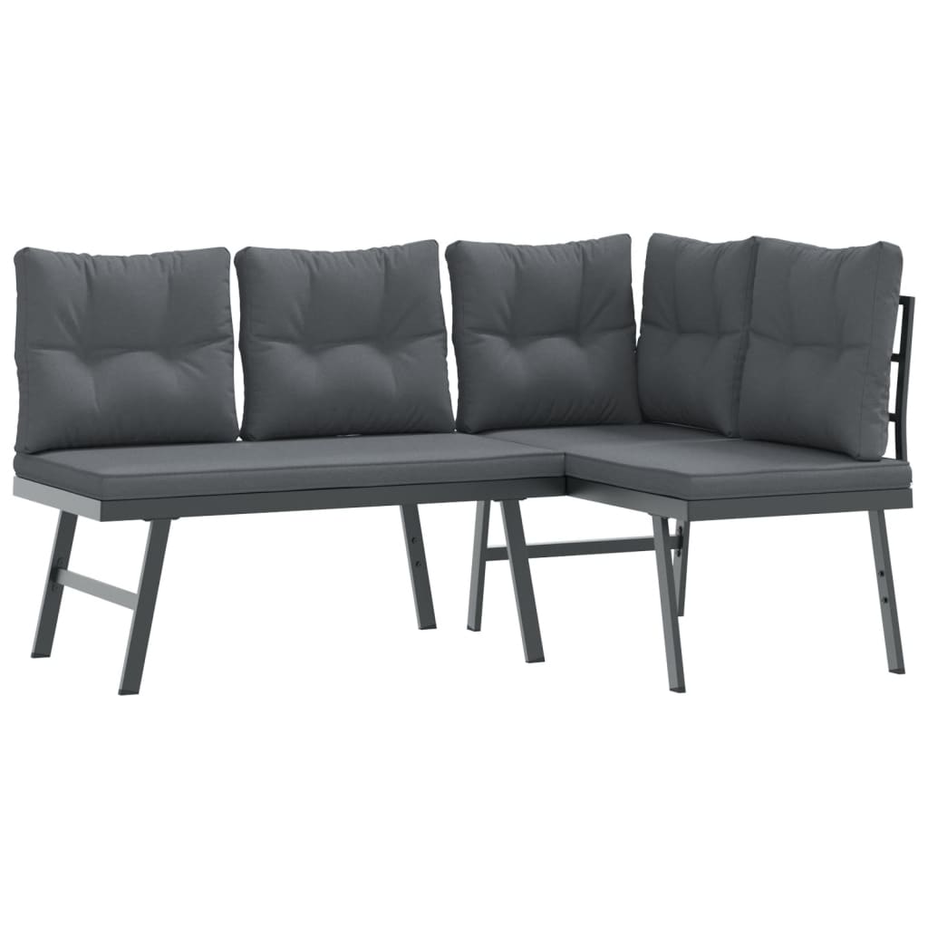 vidaXL Ensemble de bancs de jardin avec coussins 9 pcs noir