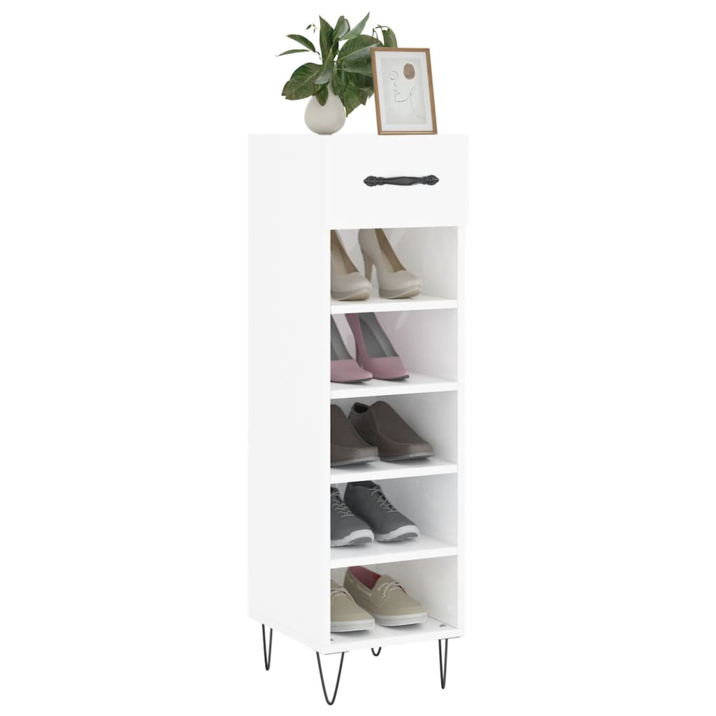 vidaXL Armoire à chaussure Blanc brillant 30x35x105 cm Bois ingénierie