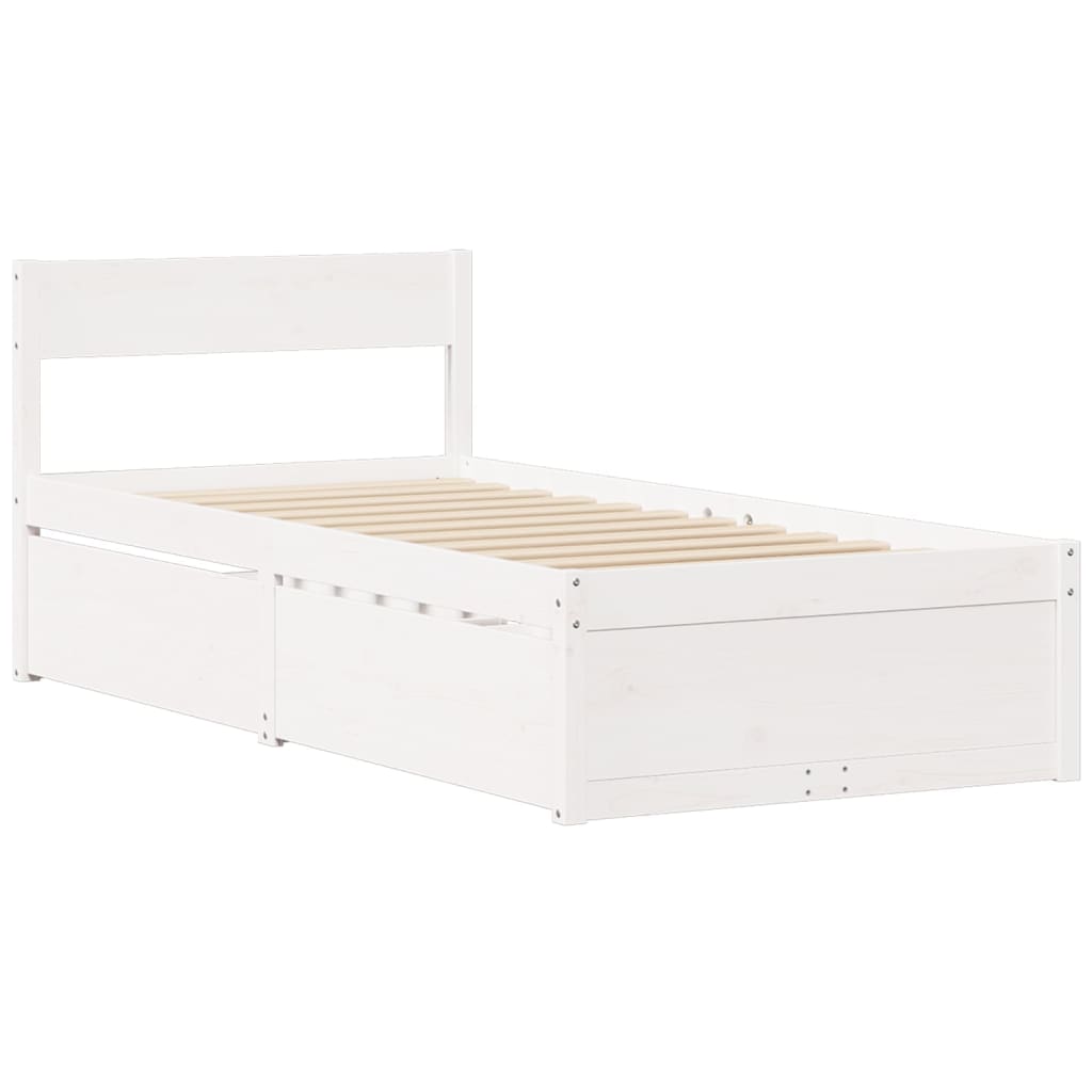 vidaXL Lit avec tiroirs et matelas blanc 90x190 cm bois massif de pin