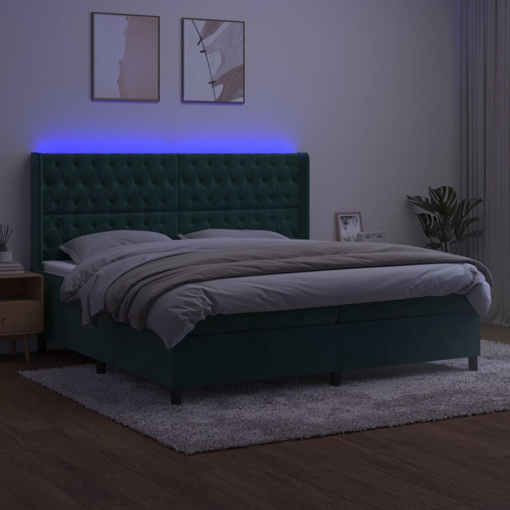 vidaXL Sommier à lattes de lit matelas et LED Vert foncé 200x200 cm