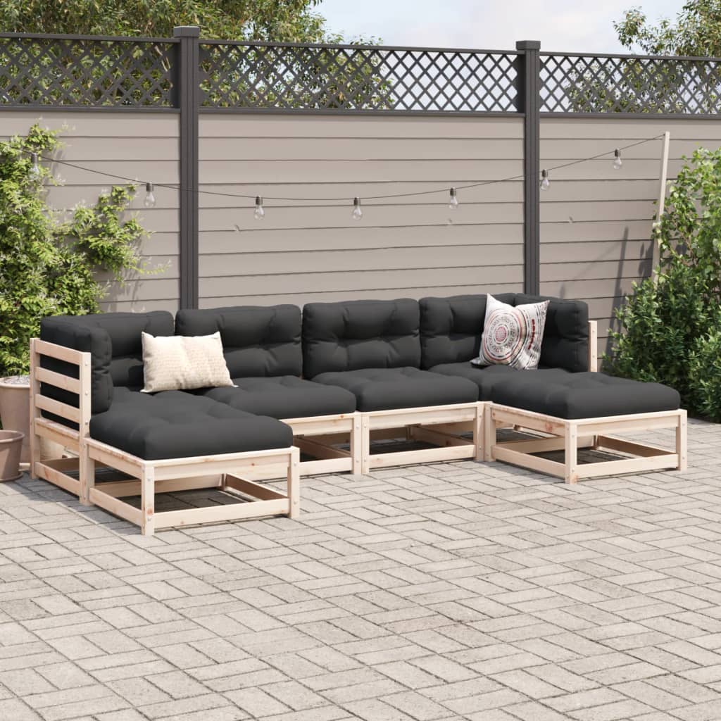 vidaXL Salon de jardin 6 pcs avec coussins bois de pin massif