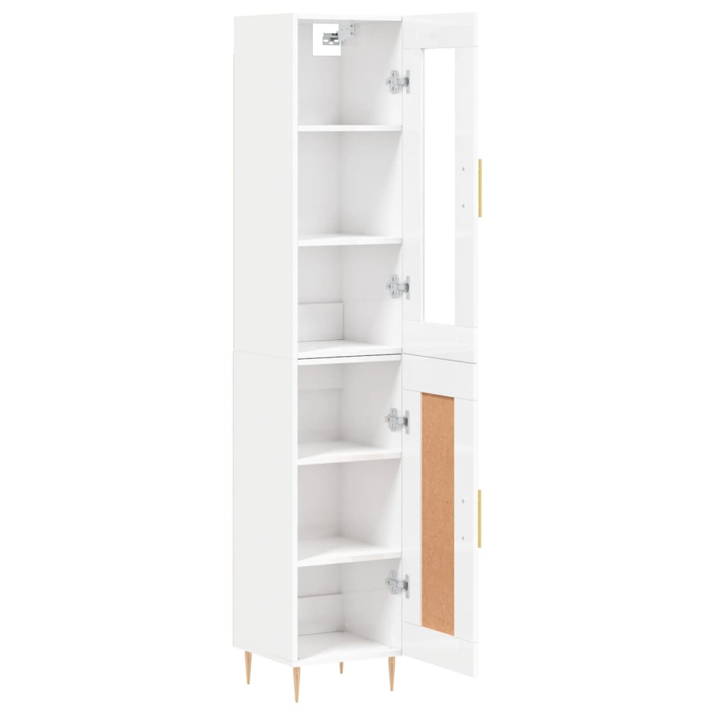 vidaXL Buffet haut Blanc brillant 34,5x34x180 cm Bois d'ingénierie