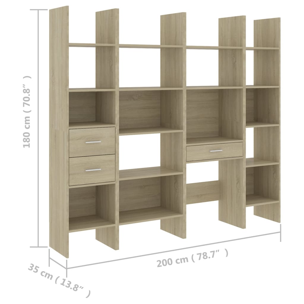 vidaXL Ensemble de bibliothèque 4 pcs Chêne sonoma Bois d'ingénierie