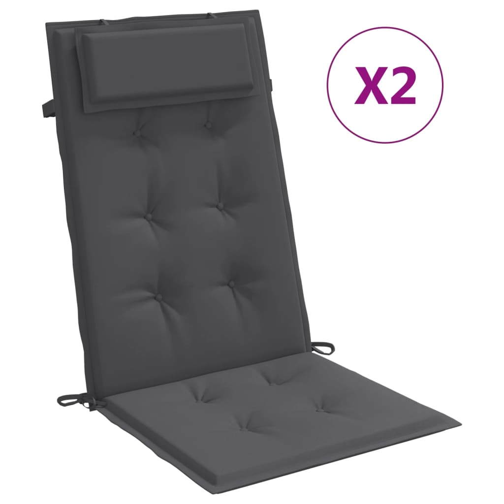 vidaXL Coussins de chaise à dossier haut lot de 2 anthracite