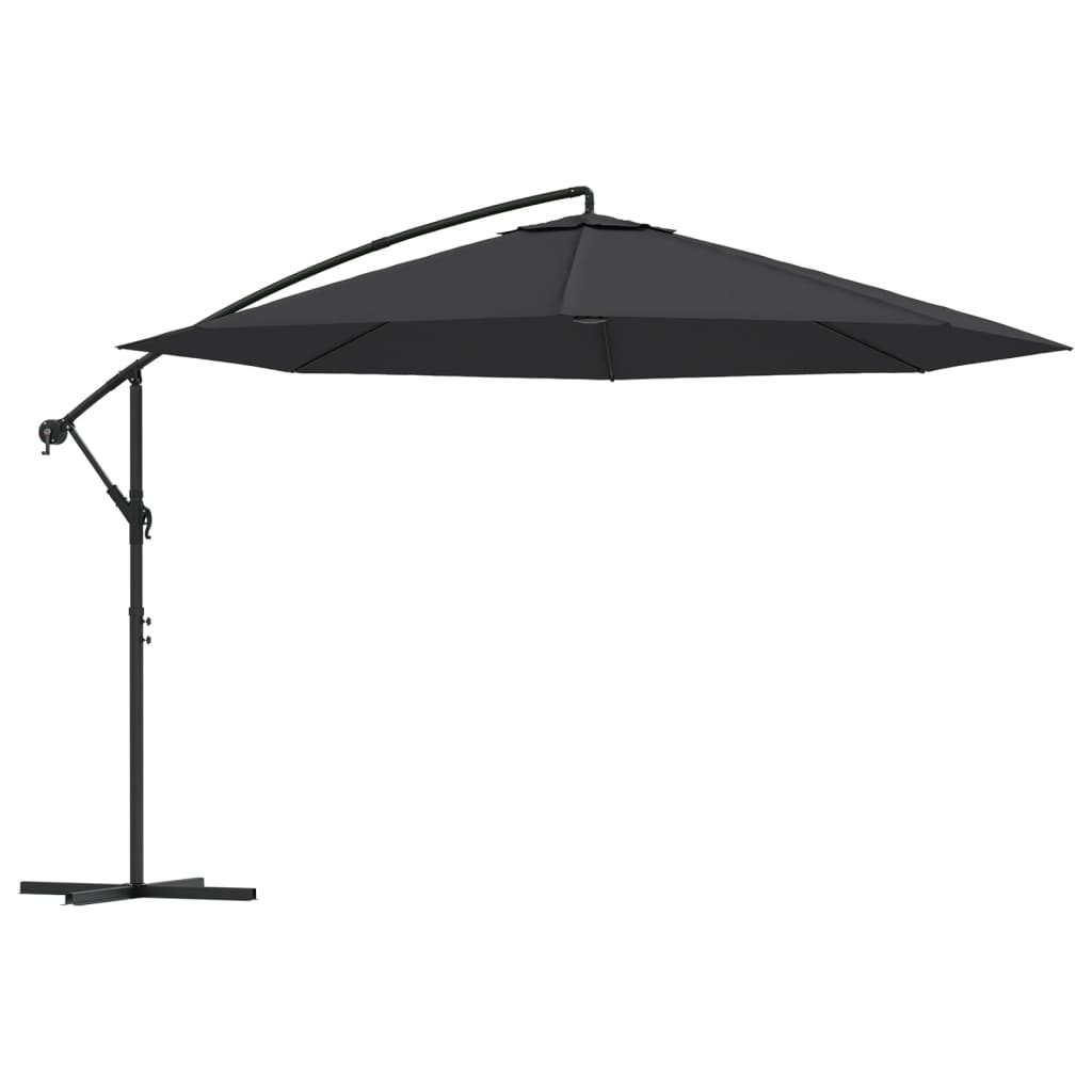 vidaXL Parasol de jardin en porte-à-faux avec mât en aluminium noir