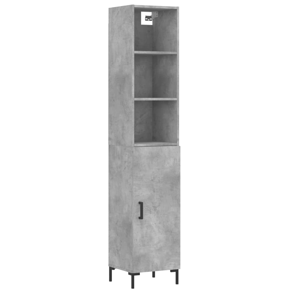 vidaXL Buffet haut Gris béton 34,5x34x180 cm Bois d'ingénierie