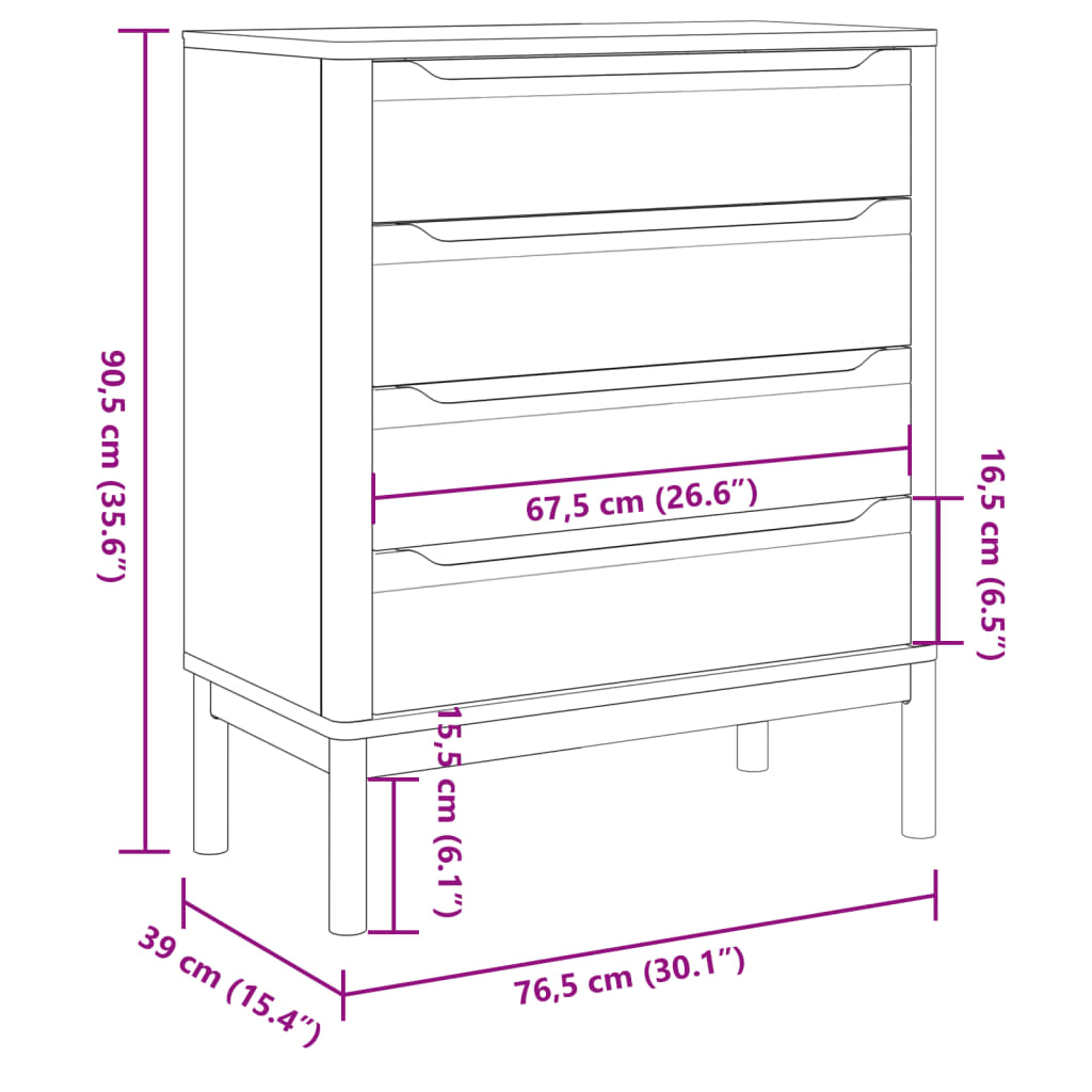 vidaXL Commode FLORO cire marron bois de pin massif