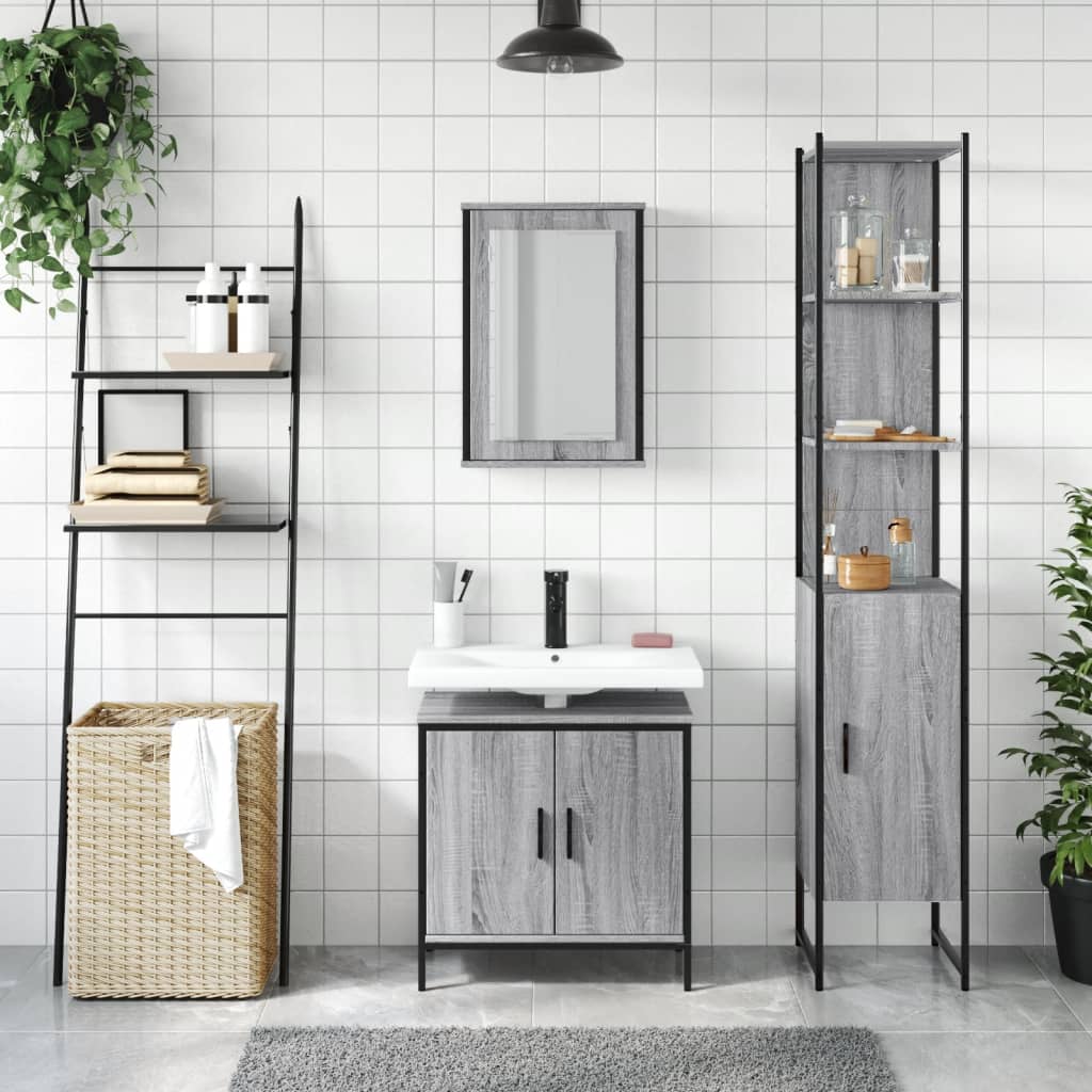 vidaXL Ensemble de meubles de salle de bain 3 pcs Sonoma gris