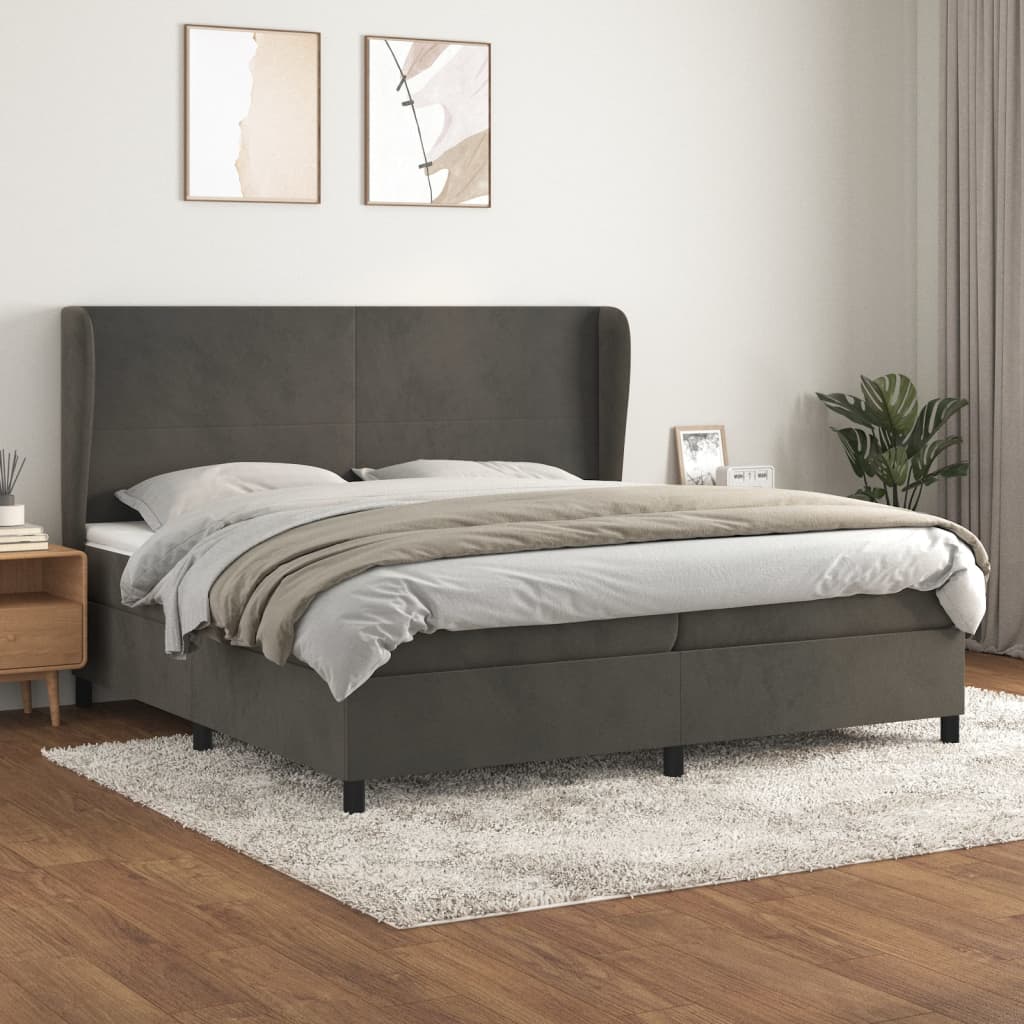 vidaXL Sommier à lattes de lit et matelas Gris foncé 200x200cm Velours