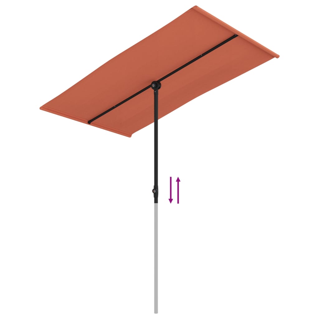 vidaXL Parasol de jardin avec mât en aluminium 180x110 cm Terre cuite