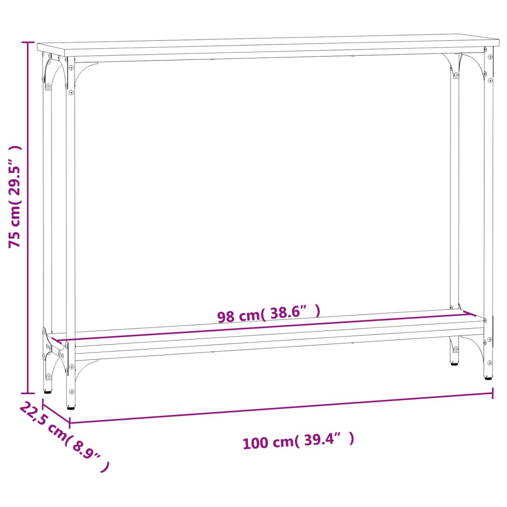 vidaXL Table console chêne fumé 100x22,5x75 cm bois d'ingénierie