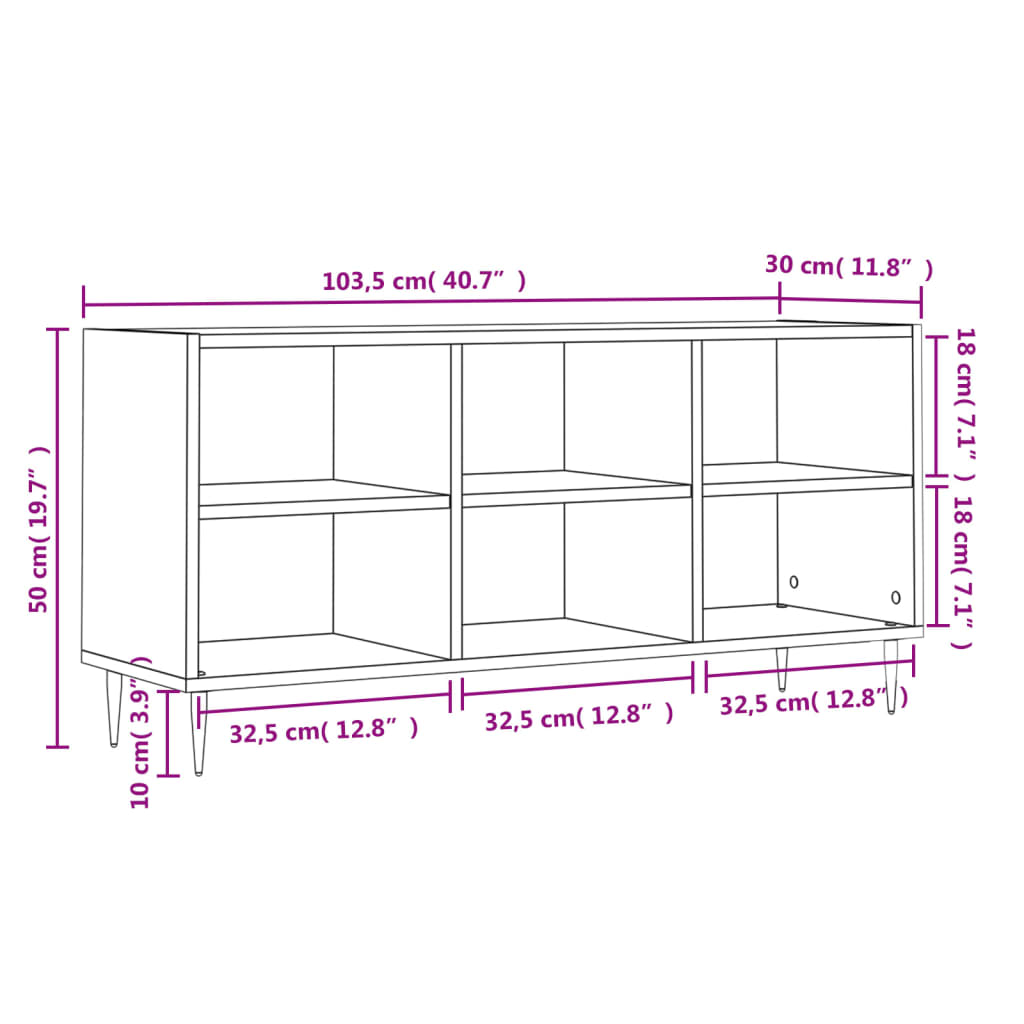 vidaXL Meuble TV noir 103,5x30x50 cm bois d'ingénierie