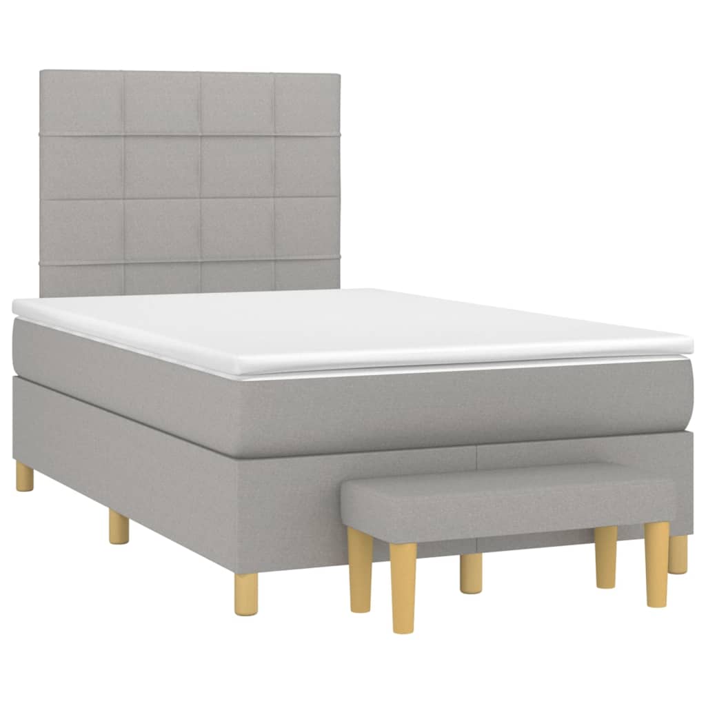 vidaXL Sommier à lattes de lit avec matelas Gris clair 120x200cm Tissu