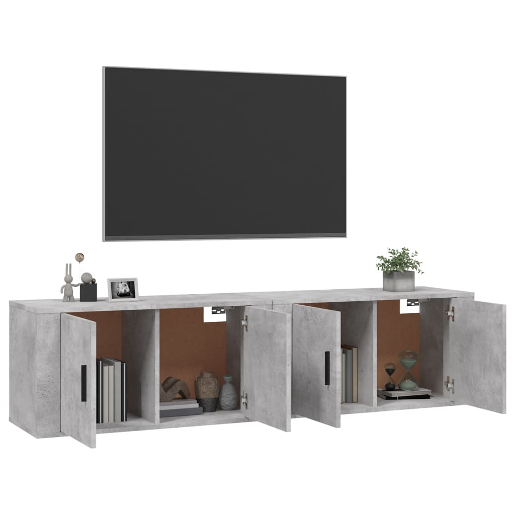 vidaXL Meubles TV muraux 2 pcs gris béton 80x34,5x40 cm