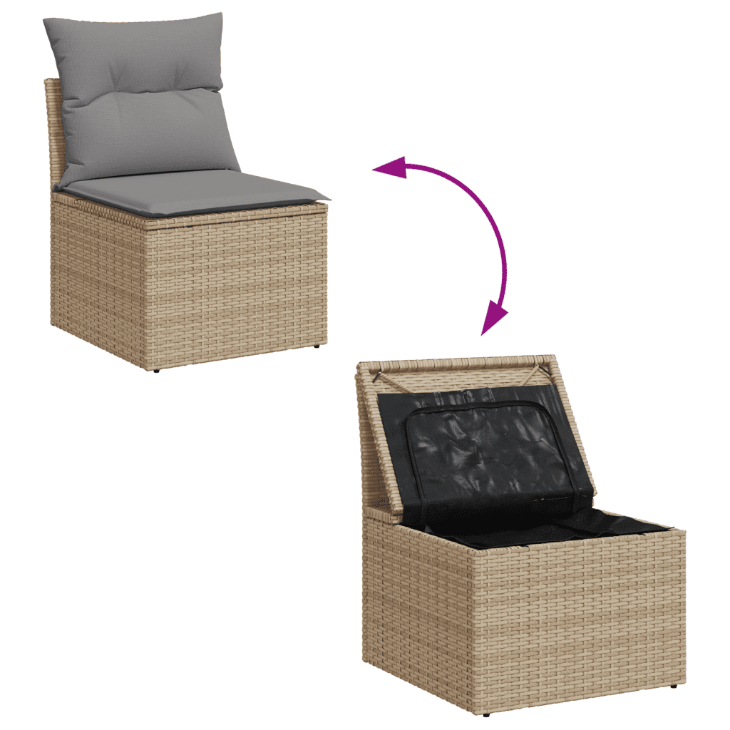 vidaXL Salon de jardin avec coussins 4 pcs beige résine tressée